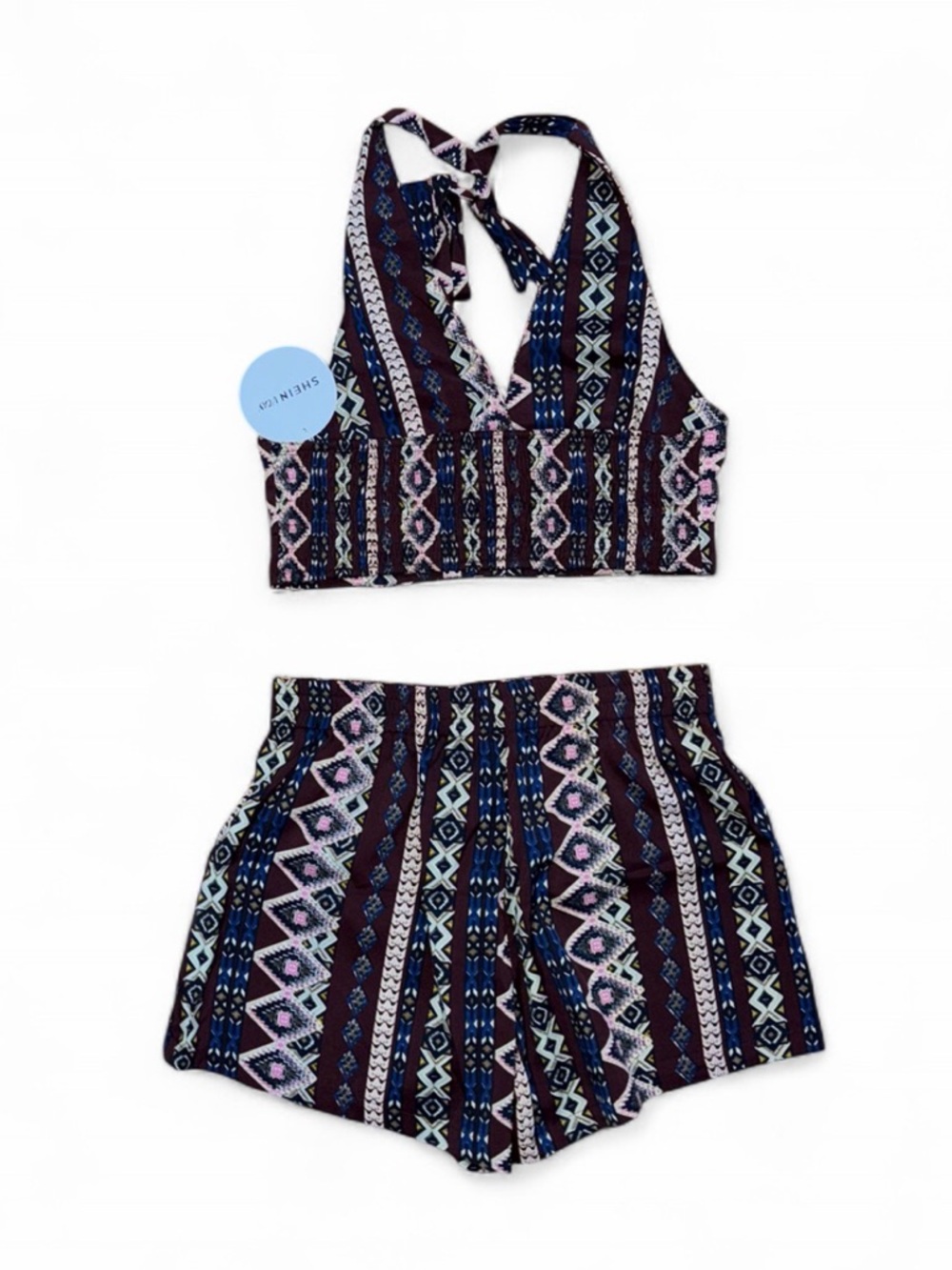 SHEIN Multi-Color Pattern Two-Piece Set - Picture 2 of 2